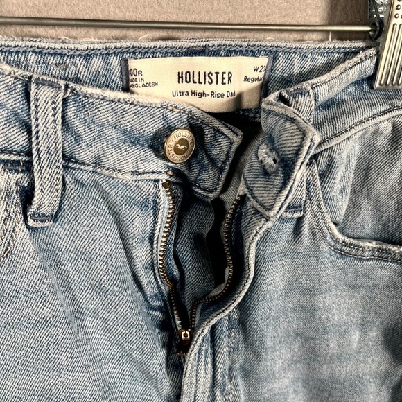 Hollister Dad Jeans Womens 000R Blue Denim Ultra High Rise Light Wash Straight - Picture 5 of 9